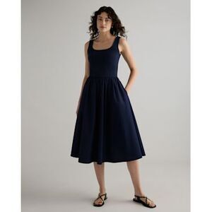 Quince mixed media Navy Blue Women's Dress